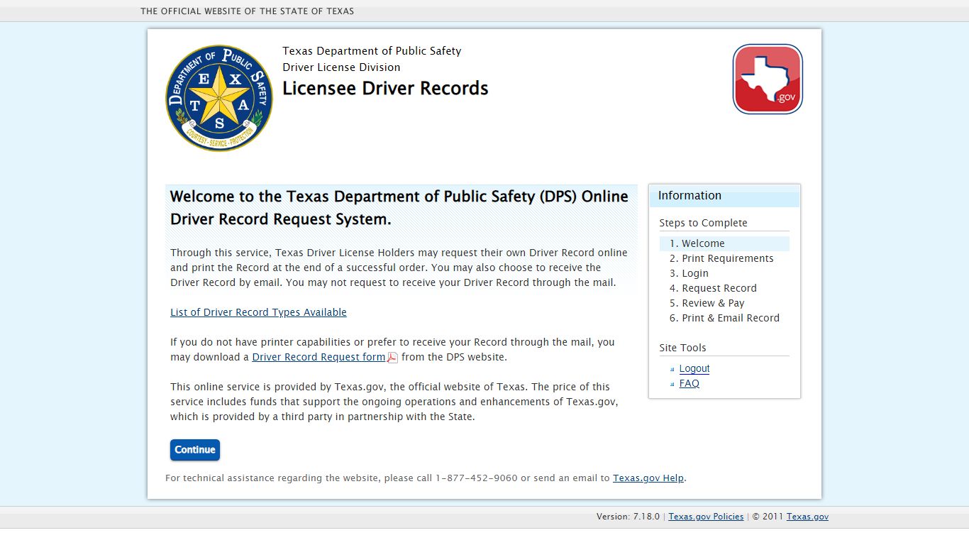 Texas DPS: Licensee Driver Records